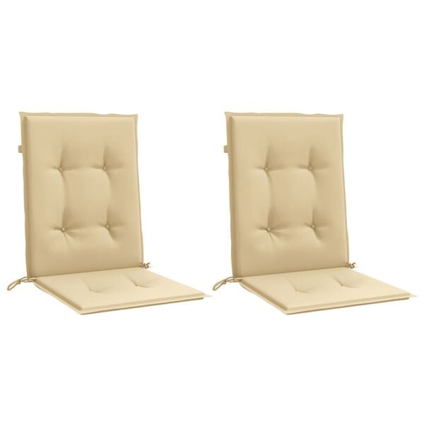 vidaXL Coussins de chaise à dossier bas lot de 2 beige mélangé tissu