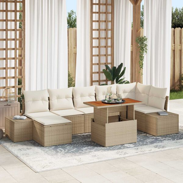 vidaXL Ensemble de canap&eacute; de jardin 8 pcs Beige Poly rotin