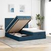 vidaXL Cadre de lit ottoman avec matelas bleu fonc&eacute; 200x200 cm velours