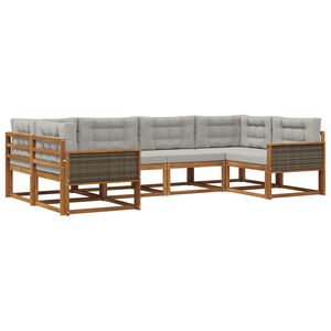 vidaXL Ensemble de canap&eacute;s d'ext&eacute;rieur 6 pcs Naturel et gris clair