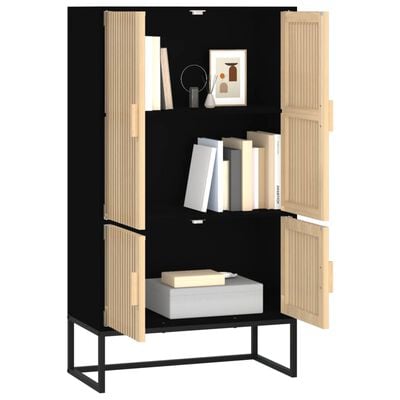 vidaXL Buffet haut noir 70x35x125 cm bois d'ingénierie