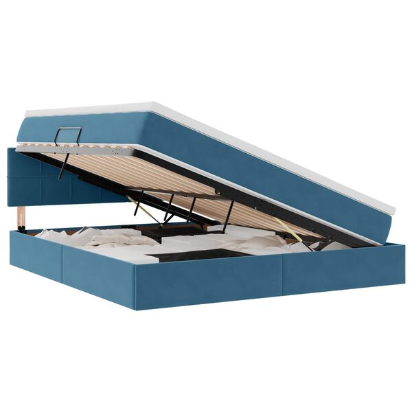 vidaXL Lit de Rangement avec matelas Bleu fonc&eacute; 180 x 200 cm Velours