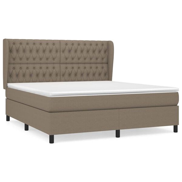 vidaXL Sommier &agrave; lattes de lit avec matelas Taupe 180x200 cm Tissu
