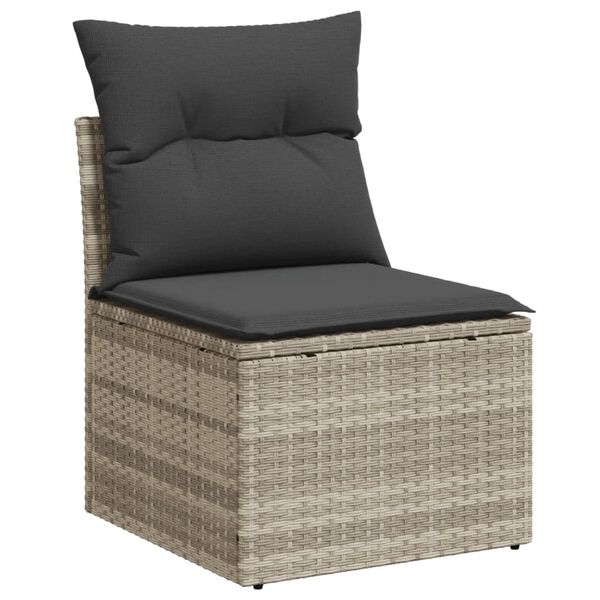 vidaXL Salon de jardin 4 pcs avec coussins gris clair r&eacute;sine tress&eacute;e