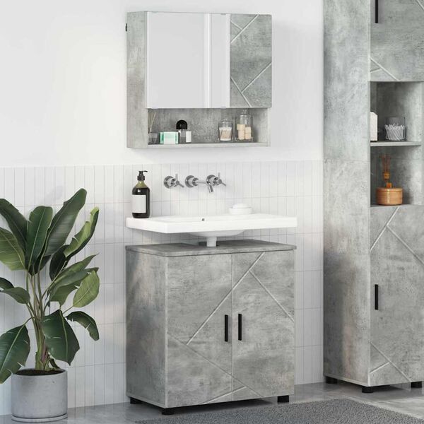 vidaXL Ensemble de mobilier de salle de bain 2 pcs Gris b&eacute;ton