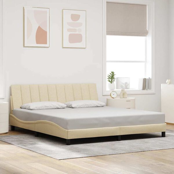 vidaXL Cadre de lit sans matelas Hanko cr&egrave;me 180x200 cm tissu