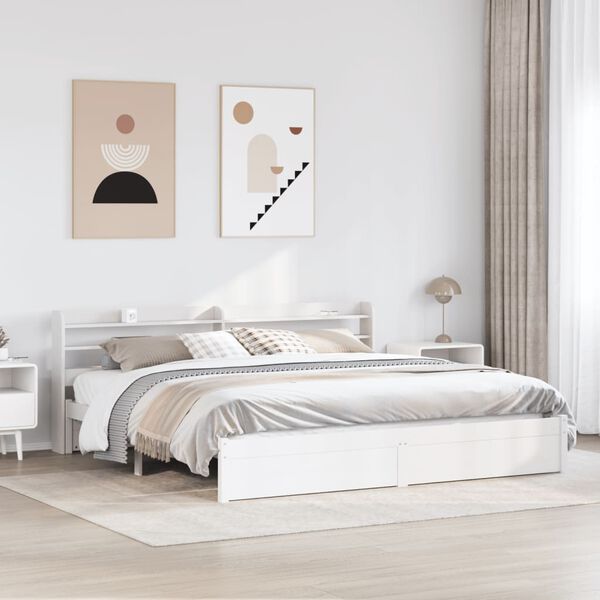 vidaXL Cadre de lit avec t&ecirc;te de lit sans matelas blanc 180x200 cm