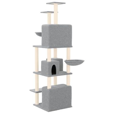 vidaXL Arbre à chat avec griffoirs en sisal Gris clair 180 cm