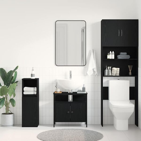 vidaXL Armoire lavabo de salle de bain ch&ecirc;ne noir 60x30x60 cm