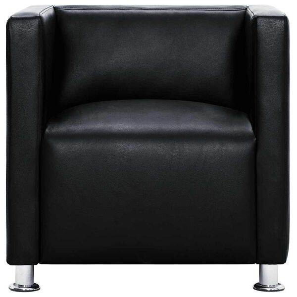 vidaXL Fauteuil cube noir similicuir