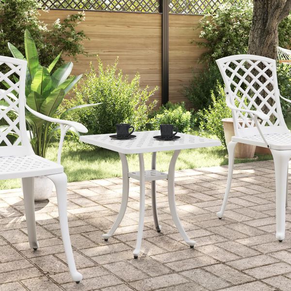 vidaXL Table de jardin blanc 53x53x53 cm aluminium coul&eacute;