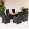 vidaXL Ensemble &agrave; manger de jardin coussins 7pcs Noir R&eacute;sine tress&eacute;e