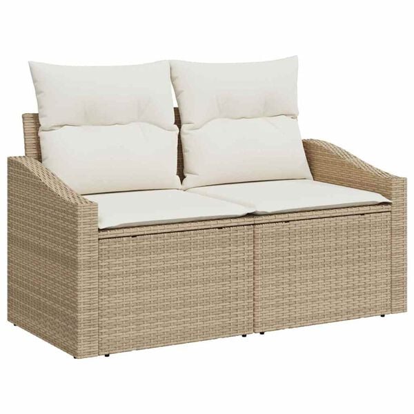 vidaXL Ensemble de Canap&eacute;s avec coussin 5 pcs Beige et cr&egrave;me polyrotin