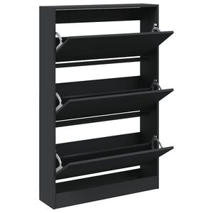 vidaXL Armoire &agrave; chaussures noir 80x21x125,5 cm bois d'ing&eacute;nierie
