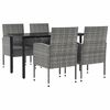 vidaXL Ensemble &agrave; manger de jardin 5pcs gris/noir r&eacute;sine tress&eacute;e/acier