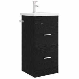 vidaXL Meuble de salle de bain avec &eacute;vier Ch&ecirc;ne noir 42 x 40 x 84,5 cm