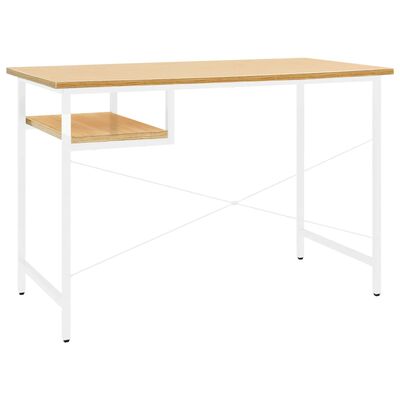 vidaXL Bureau d'ordinateur Blanc/chêne clair 105x55x72 cm MDF et métal