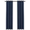 vidaXL Rideaux occultants Aspect lin avec œillets 2 pcs Bleu 140x225cm