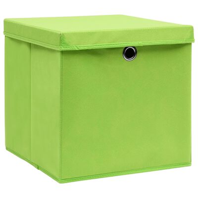 vidaXL Boîtes de rangement avec couvercles 4 pcs 28x28x28 cm Vert