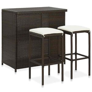 vidaXL Ensemble de bar 3 pcs R&eacute;sine tress&eacute;e Marron