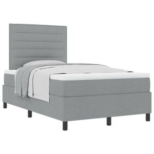 vidaXL Lit &agrave; ressorts avec matelas Gris clair 120 x 200 cm tissu