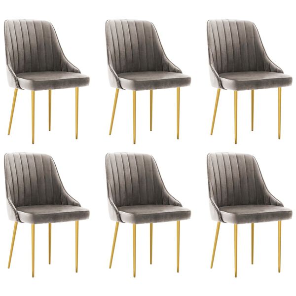 vidaXL Chaises &agrave; manger lot de 6 gris clair velours