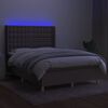 vidaXL Sommier &agrave; lattes de lit matelas et LED Taupe 140x200 cm Tissu