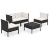 vidaXL Salon de jardin 5 pcs avec coussins r&eacute;sine tress&eacute;e noir