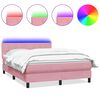 vidaXL Sommier &agrave; lattes de lit avec matelas et LED rose 160x220 cm velours