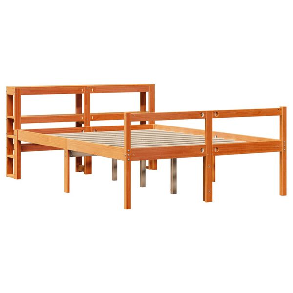 vidaXL Cadre de lit et t&ecirc;te de lit sans matelas cire marron 120x190 cm