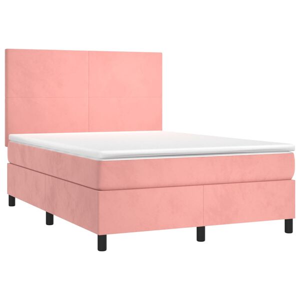 vidaXL Sommier &agrave; lattes de lit et matelas LED Rose 140x200 cm Velours