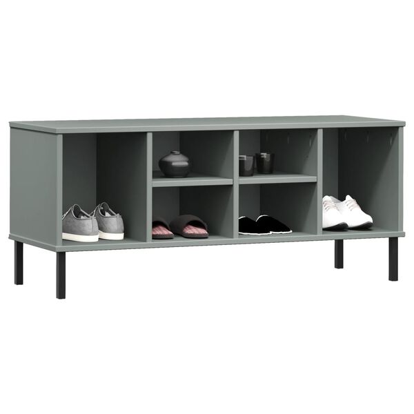 vidaXL &Eacute;tag&egrave;re &agrave; chaussures pieds en m&eacute;tal Gris 106x35x45 cm Bois OSLO
