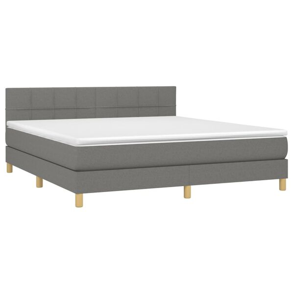 vidaXL Sommier &agrave; lattes de lit avec matelas Gris fonc&eacute; 180x200cm Tissu