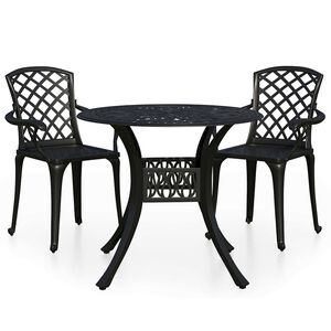 vidaXL Ensemble de bistro 3 pcs Aluminium coul&eacute; Noir
