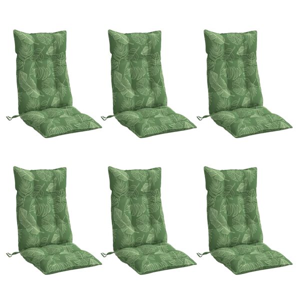 vidaXL Coussins de chaise &agrave; dossier haut lot de 6 mod&egrave;le de feuille