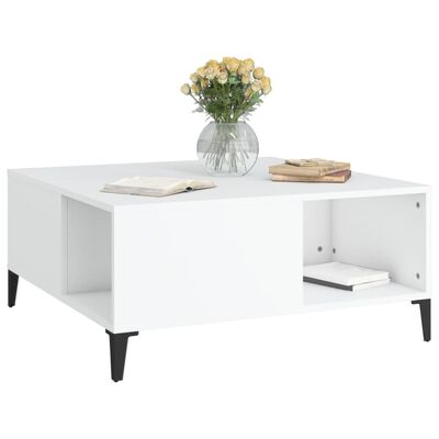 vidaXL Table basse blanc 80x80x36,5 cm bois d'ingénierie