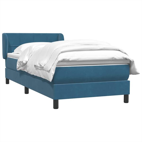 vidaXL Sommier &agrave; lattes de lit et matelas bleu fonc&eacute; 90x210 cm velours