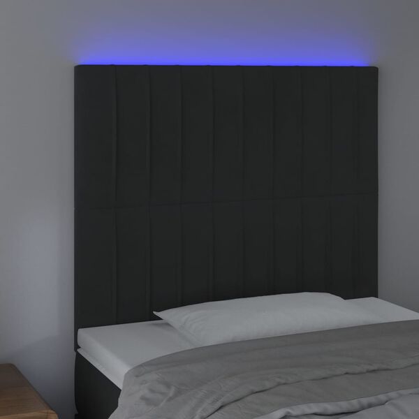 vidaXL T&ecirc;te de lit &agrave; LED Noir 100x5x118/128 cm Velours