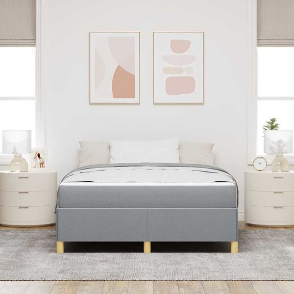 vidaXL Cadre de lit avec matelas Gris clair 140 x 190 cm tissu