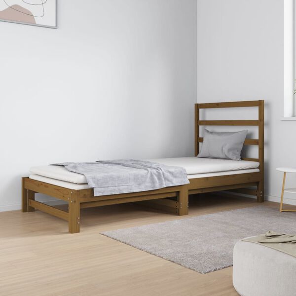 vidaXL Lit coulissant sans matelas marron miel 2x(90x190) cm