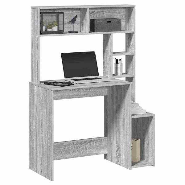 vidaXL Bureau avec &eacute;tag&egrave;res sonoma gris 100x45x140cm bois d'ing&eacute;nierie