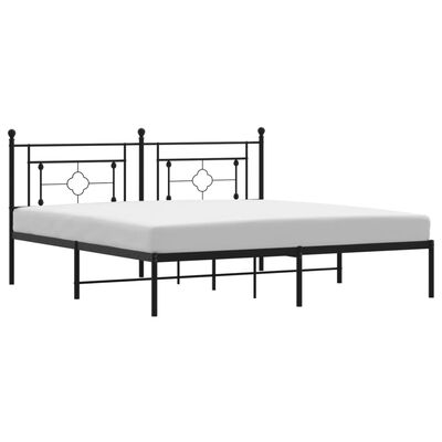 vidaXL Cadre de lit métal sans matelas avec tête de lit noir 183x213cm