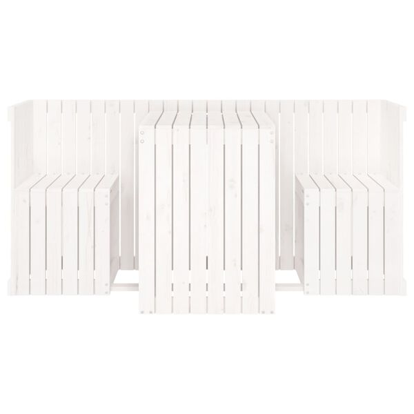 vidaXL Set de balcon 2 places blanc bois de pin massif