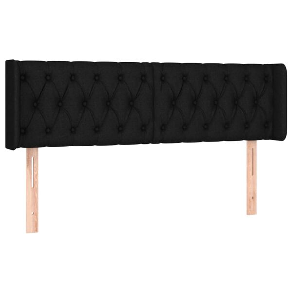 vidaXL T&ecirc;te de lit avec oreilles Noir 147x16x78/88 cm Tissu