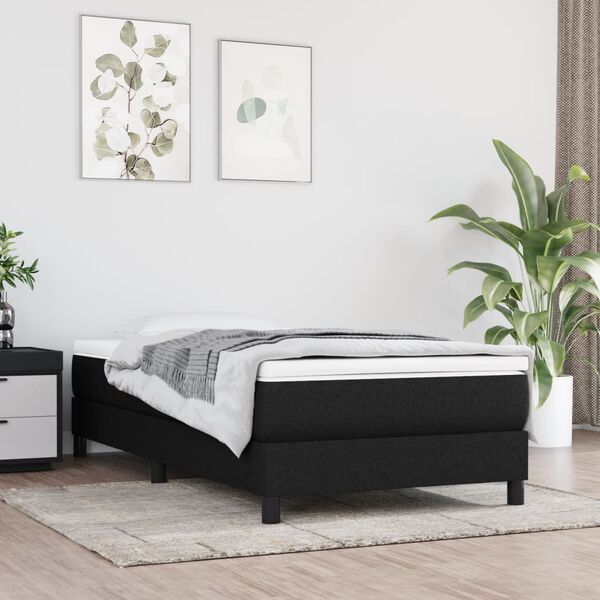 vidaXL Sommier &agrave; lattes de lit avec matelas Noir 90x200 cm Tissu