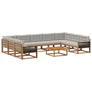 vidaXL Ensemble de canap&eacute;s d'ext&eacute;rieur 10 pcs Naturel et gris clair