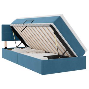 vidaXL Lit de Rangement avec matelas Bleu fonc&eacute; 90 x 190 cm Velours