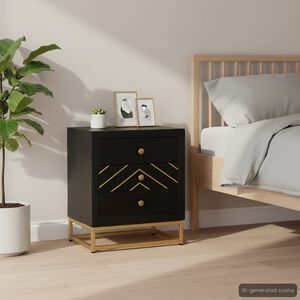 vidaXL Table de chevet Noir et dor&eacute; 40x30x50cm Bois de manguier massif