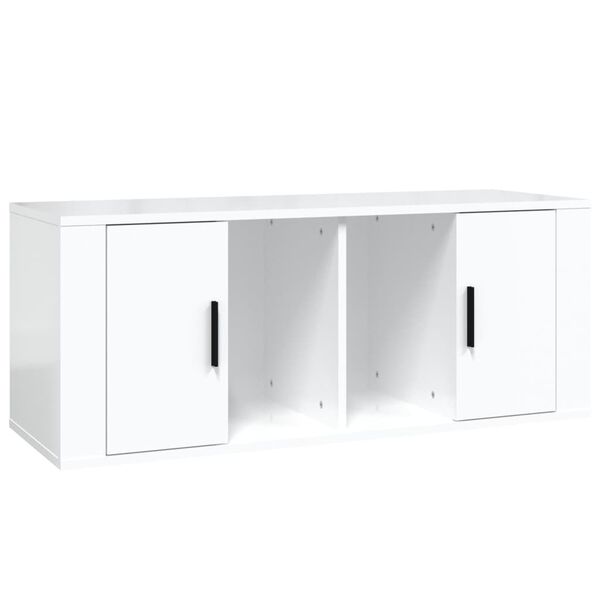 vidaXL Meuble TV Blanc brillant 100x35x40 cm Bois d'ing&eacute;nierie