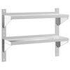 vidaXL &Eacute;tag&egrave;re murale 2 niveaux 75x23,5x60 cm argent&eacute; acier inoxydable